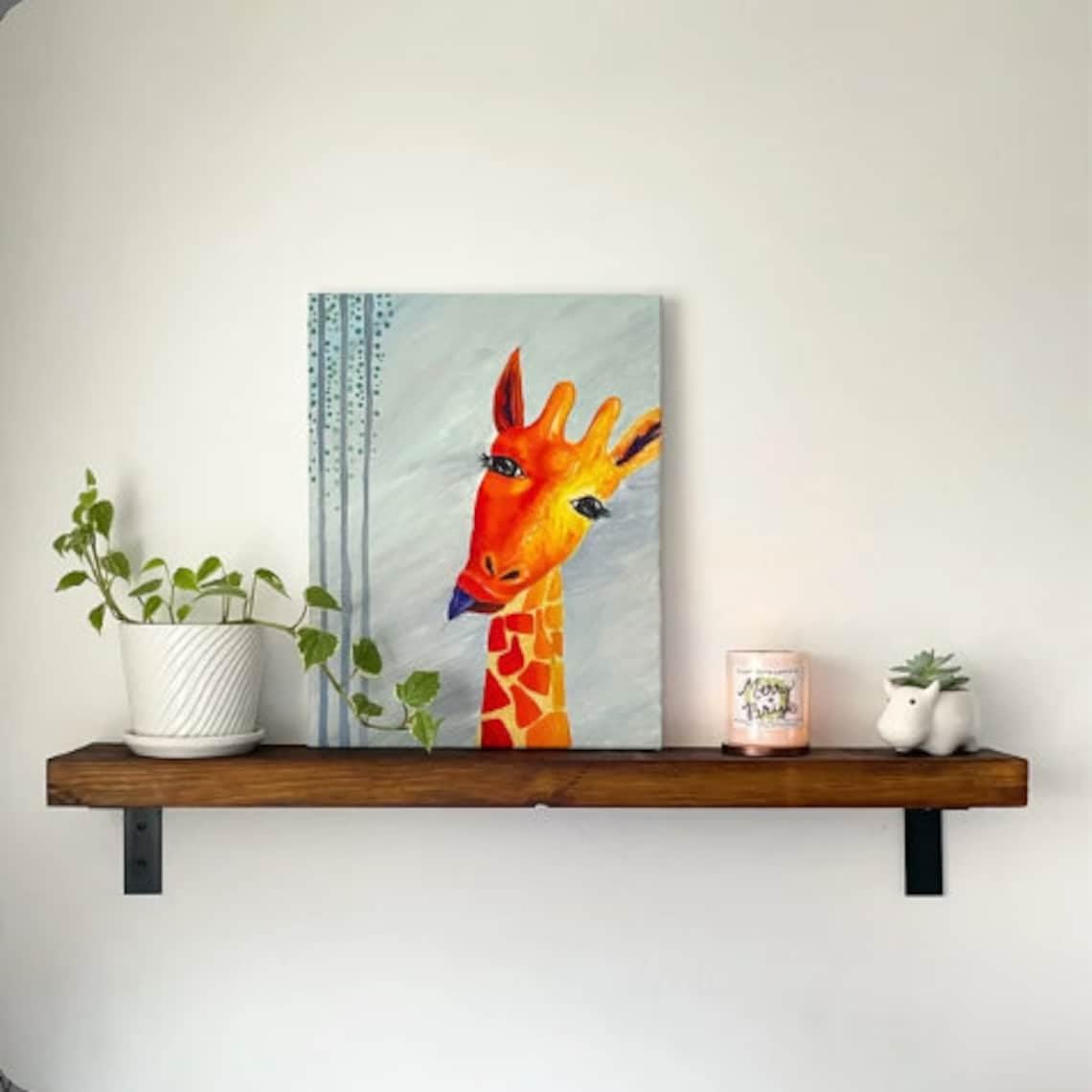 Modern Timber Craft Reclaimed Wood Wall Shelf with Steel Angle Brackets | Rustic Decoration | 2" Thickness | 24" L x 8" D, Oiled