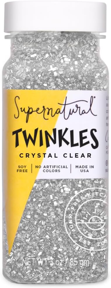 Supernatural Twinkles Decorating Sprinkles, Crystal Clear Sanding Sugar, Non-GMO, Vegan, 3oz, Made in USA