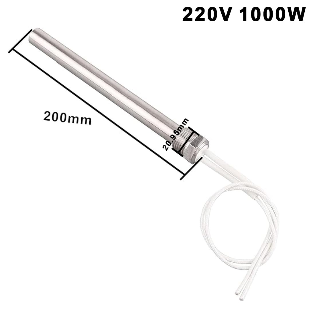 DERNORD Elemento riscaldante da 220 V, 1000 W, con flangia da 1/2 pollici, multifunzione, per fai da te, in acciaio inox