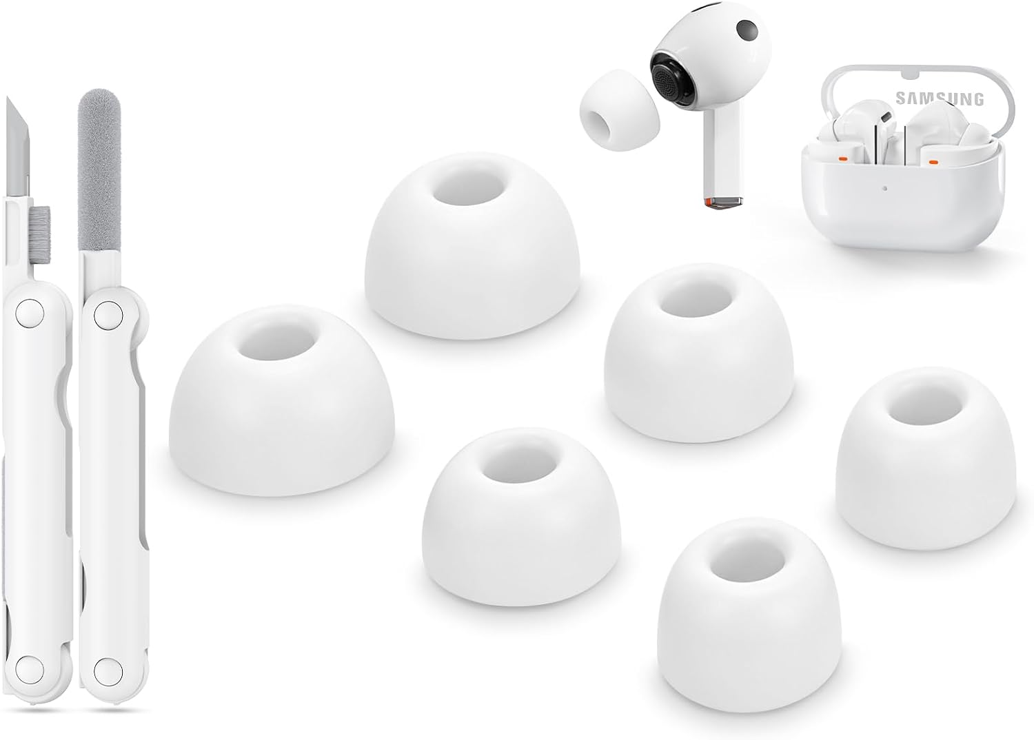 for Samsung Galaxy Buds3 Pro/Galaxy Buds4 Pro Replacement Ear Tips with Cleaner Pen,Silicone Ear Tips (3 Size S/M/L)-Balck