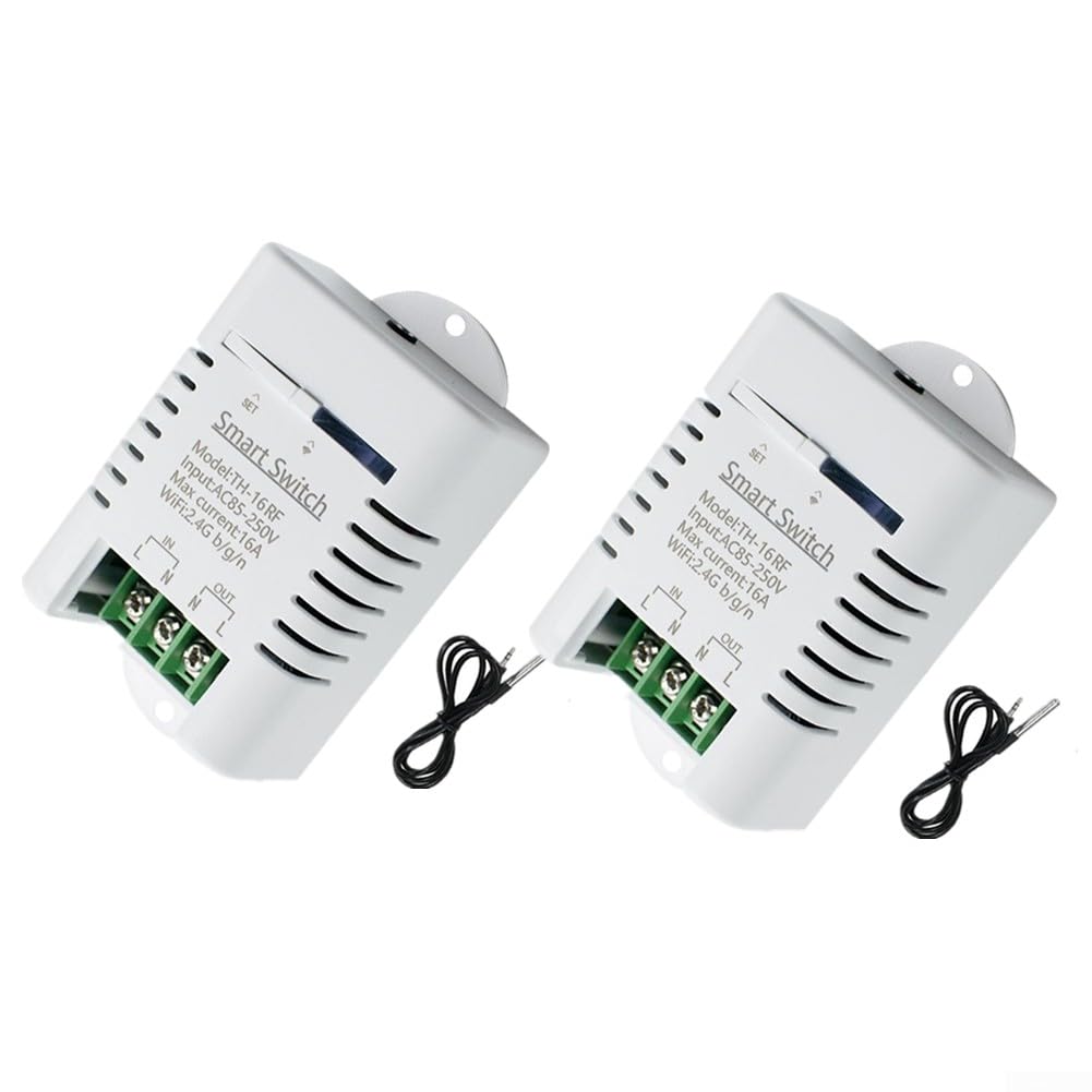 EpheyFIF EpheyFIF für Tuya WLAN-Temperaturmodul-Sensor, wasserdicht, Smart-Schalter, Temperaturmodul mit Temperatursonde, App-Fernbedienung, 2 Stück