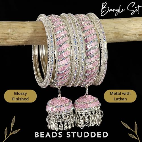 Image of NMII Ethnic Wear Bangles Gold-Tone Alloy with Musical Ghungroo Charms | Women Fashionable Jewelry | Designer Bracelet Bangles For Girls | Viral Kashmiri Chudiya for Weddings, Festivals & Parties