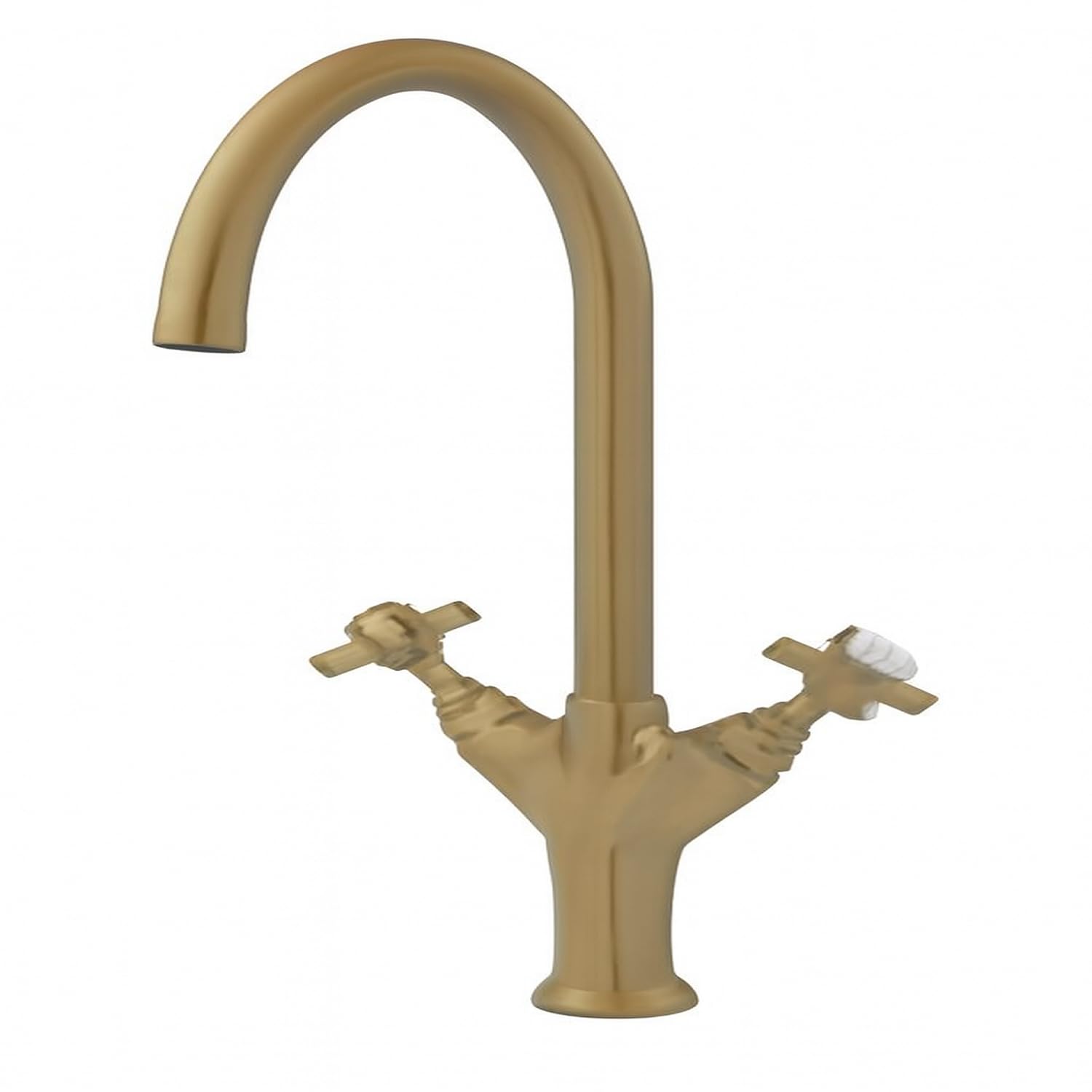 Sequel Traditional Kitchen Mixer Tap – Antique Brass, Dual Cross Handles, Swan Spout