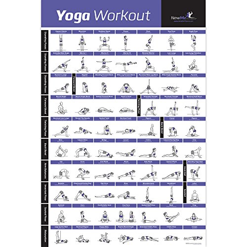 Yoga Pose Exercise Poster Laminated - Premium Instructional Beginner's Chart for Sequences & Flow - 70 Essential Poses - Sanskrit & English Names - Easy, View It & Do It! - Vol 1 20"x30"