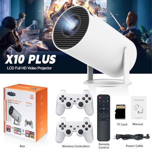 TechBrix X10 Plus Console de jeu rétro avec projecteur, projecteur de jeu rétro 4K HD avec 2 manettes sans fil, sortie HDMI, Wi-Fi – Image 5