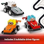 LEGO DUPLO Town F1 Voitures de course d'équipe & Drivers Construction de blocs Playset - Voitures de jouets pour enfants, garçons et filles, âges 2+ - Cadeau d'apprentissage et d'éducation pour les écoles maternelles - 10445