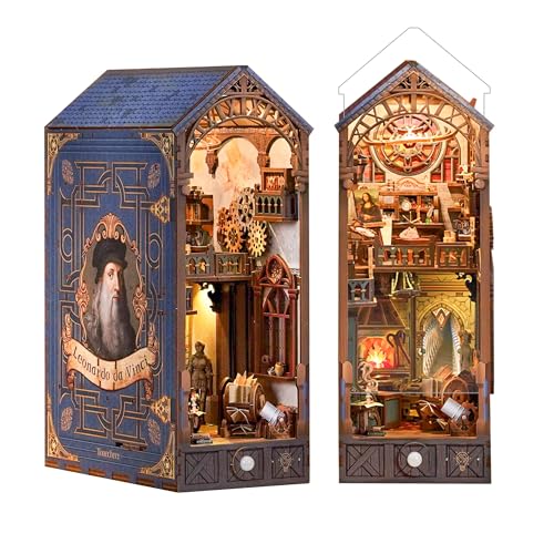 Tonecheer Book Nook Kit Coin de Lecture de Bricolage Book Nook avec Protection Contre la poussière et lumière LED 3D Puzzle,Miniature House Diorama déco...