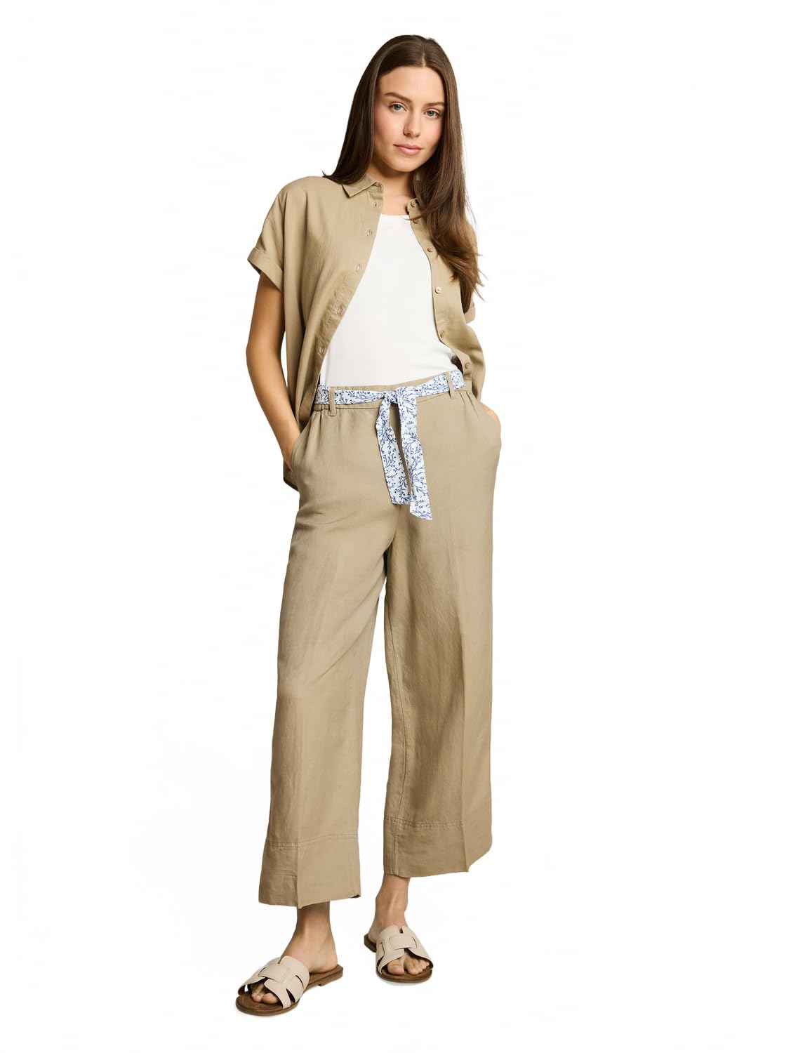Tom Tailor Damen Culotte Hose mit Leinenanteil 1049993