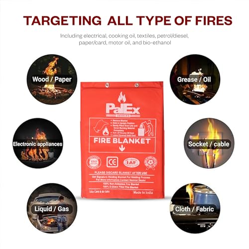 Image of SecureGuard Fire Blanket, Fiberglass Protection Emergency Fire Blanket for Home, Kitchen, Car, School, Office | Flame Retardant Safety Blanket for Fire Rescue (40 L x 40 W Inch, Pack of 10)