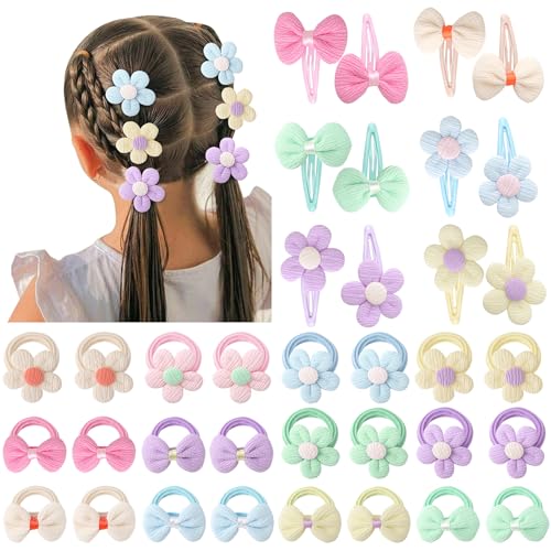 DRESHOW Accessoires de Cheveux pour les Filles Doux Sans Couture arcs et Fleurs Mignon Pinces à Cheveux Bandeau Élastique pour Queue de Cheval pour...