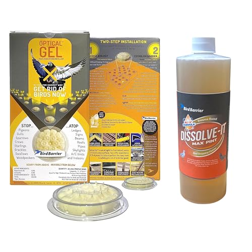 Bird Deterrent Bundle: Bird Barrier Optical Gel (24 Pack) & Dissolve-It Max Enzyme Cleaner (1 Pint) – Comprehensive Solution for Deterring Birds
