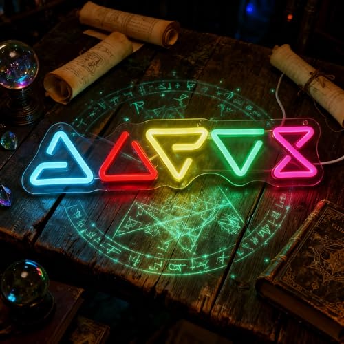 Image of Witche Neon Sign, | Red and Orange LED, 16.5x4 Inch, USB Powered, Gaming Decor for Fantasy Bedroom