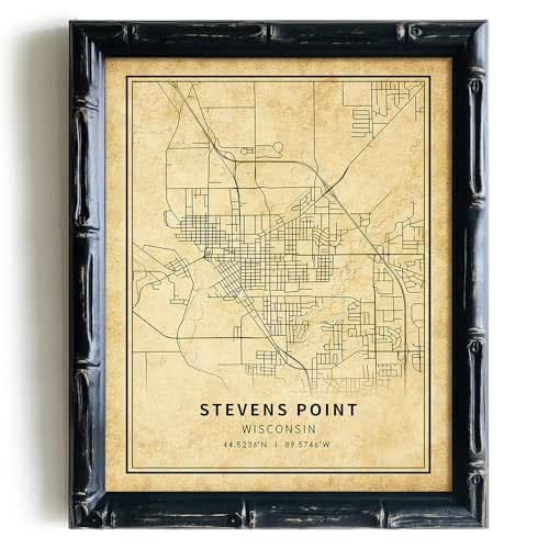 Amazon.com: Stevens Point Wisconsin Vintage Poster - Map Wall Art ...