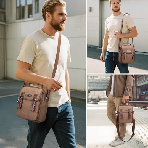 Image of WITZMAN Crossbody Bag for Men Small Canvas Vintage Messenger Bag Man Purse Satchel Shoulder Bags for Work Travel