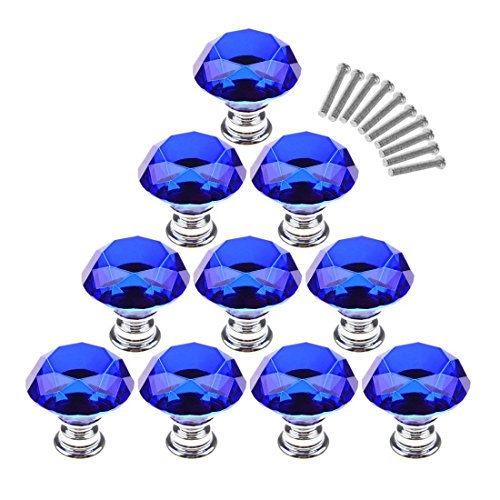Dealglad 10 piezas 40 mm forma de diamante de cristal armario armario para puerta de armario cajón pomos tirador Cover
