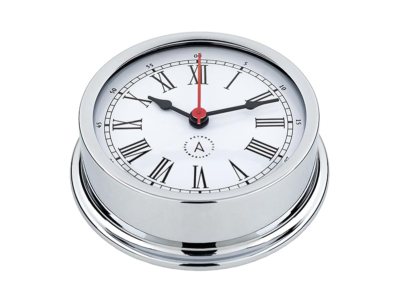 Autonautic - Reloj Náutico de Cuarzo, Clásico, de Latón Cromado, de Alta Resistencia al Ambiente Marino, para Embarcaciones o Decoración - 120mm (ø) - Made in Spain.