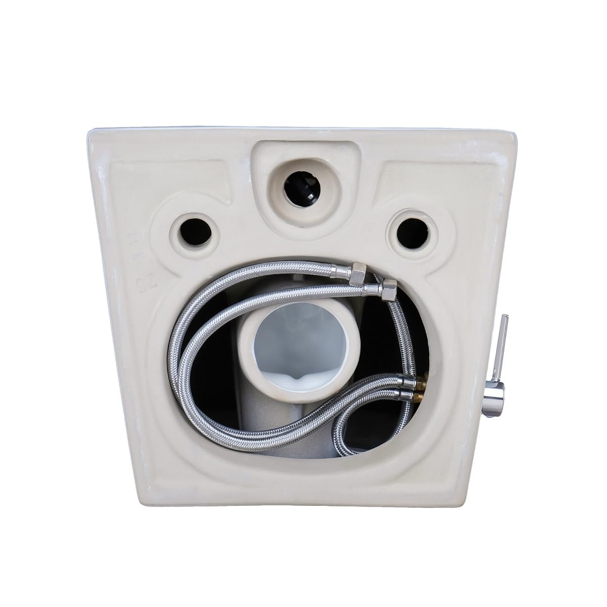 ALONI Hänge-WC Komplettset, Weiß | Spülrandlos, Taharet mit Kalt-/Warmwasserarmatur aus Edelstahl, Vorwandelement 3/6 L, Tanktiefe 80 mm, Softclose Duroplast