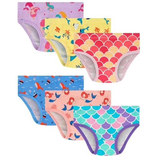 JAHSIYI 100% Cotton Toddler Panties 6-Pack Tagless