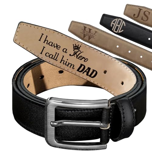 Qingxily Custom Belts for Men Personalized Leather Belt Engraved for Him Christmas Valentine's Day Anniversary Husband Gifts