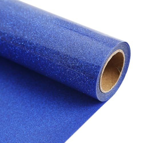 GYT Heat Transfer Vinyl Roll - Glitter HTV Vinyl Adhesive Blue Iron on Vinyl for T Shirt (Blue Glitter 12inch x 5feet)