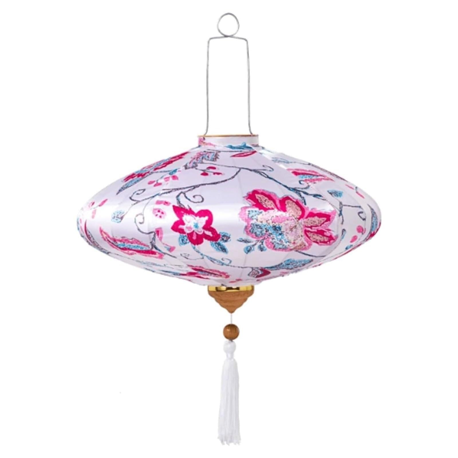 Asian lantern, Vietnamese Silk Lantern Traditional Chinese Japanese Floral Pattern Hanging for Outdoor Garden Patio Party Wedding Decoration(White,12inch)