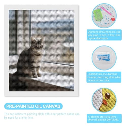 Kit peinture diamant 5D chat avec outils de perçage complets pour canevas DIY - 3
