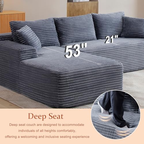 Image of 95 inch Boneless Couch for Living Room, L Shaped Modular Sectional Sofa