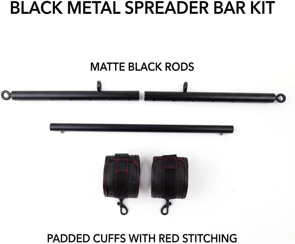 Heavy Duty Stainless Steel Expandable Spreader Bar with 4pcs PU Black--Pink Skull Pattern Detachable Adjustable Straps,Workout Bar for Home Indoor Gym Training Kit
