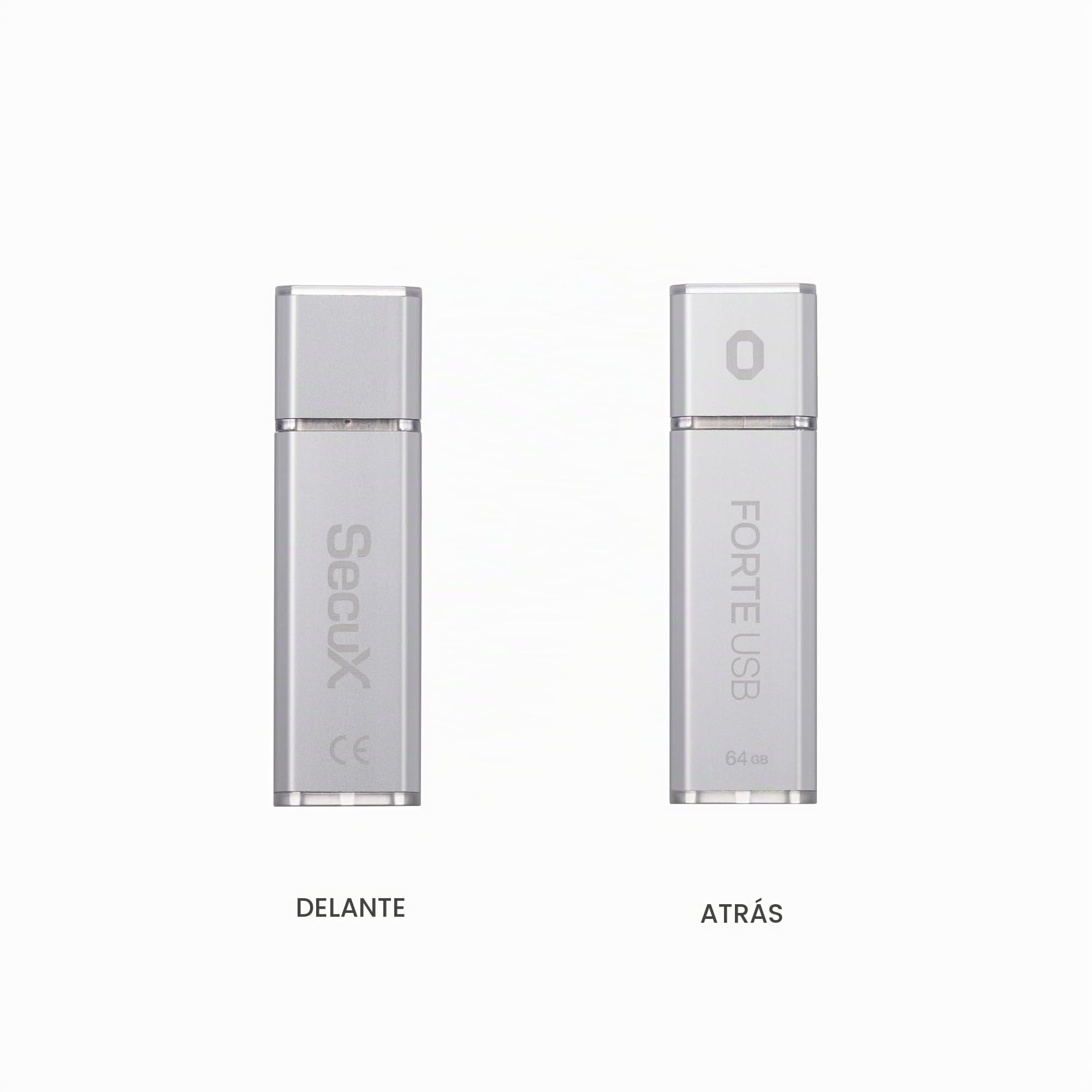 SecuX Forte - Unidad Flash USB Encriptada - USB 3.2 Gen 1 - Encriptación XTS-AES - Autenticación por Contraseña - Bloqueo Automático - Carcasa de Metal Plateada (128 GB) (64, GB)