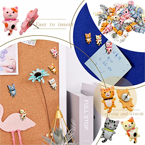 30 Pcs Cute Cat Push Pin Decorative Thumb Tacks Animal Push Pins For Photo Wall Maps Memo Note Bulletin Board Or Cork Boards Multi-Functional Pushpin Tool Office Accessories #TOP2