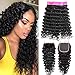 Produktbild EMOL Hair 9A Brasilianisches Menschliches Haar Virgin Human Hair Curly Weave Brazilian Deep Wave Bundles with Closure Curly Brazilian Hair 3 Bundles with Closure 12 14 16+10 Zoll