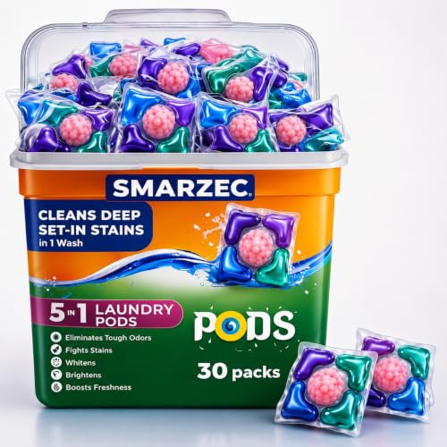 Image of 5-in-1 Magic Laundry Detergent Pods Pro | Tough Stain Remover for Top & Front Load Washing Machines | Floral Fresh Fragrance | Eco-Friendly Dissolvable Pods | 1 Pod = 1 Wash (5-7kg Load) (PACK OF 30)