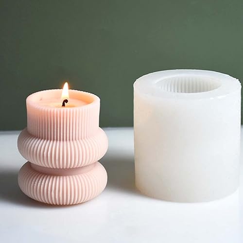 Miniatura 3 de Molde de silicona para velas a rayas de barril molde de jabón geométrico para velas de pilar fondant molde para hornear pasteles de chocolate molde