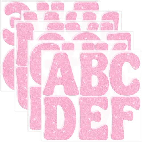 Image of Bulletin Board Letters 74 PCS Glitter Letter Stickers Large 5 Inch, Pink | 12 Sheets,Alphabet Number Stickers,Self-Adhesive,Sticker Letters for Poster Board,Classroom,Display,Mailbox,Craft,Party Decor