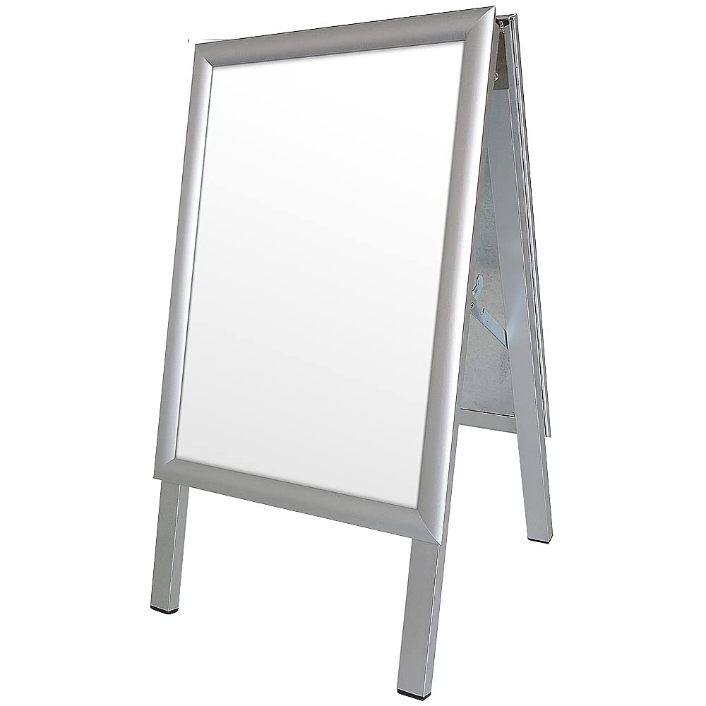DisplayLager Kundenstopper Alu-Line DIN A3 für 2 Plakate (beidseitig) - Plakatständer Gehwegaufsteller Werbetafel (Vertikal)