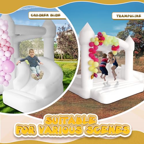AKSPORT White Bounce House Inflatable Jumping Castle with Slide & Air Blower for Kids, Wedding & Birthday Parties, 17 * 11 * 10FT - Image 5
