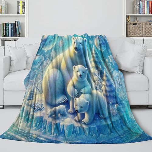 Couvre-lit en peluche douce 150x200 jeté de canapé microfibre chaude ours 3D - 5