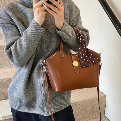 Women’s Convertible Top Handle Bag for All-season Capacity Retro Stylish PU Leather Shoulder Bag for Trendy 20253