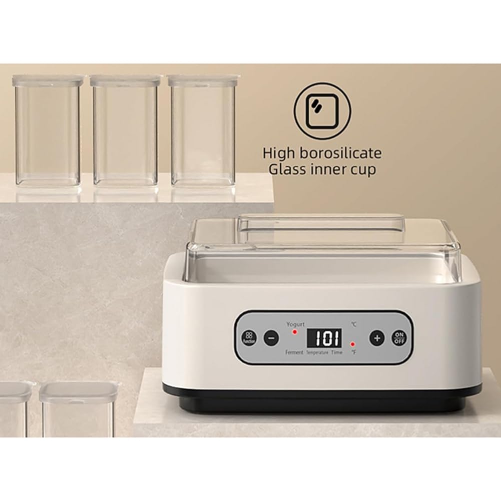 Yogurtera Automática con Control de Tiempo y Temperatura Ajustables, Miniyogurtera Eléctrica para Fermentar Vino de Arroz Natto.