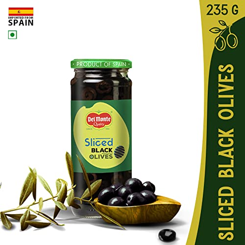 Image of Del Monte Black Sliced Olives 235g |Low Fat Ready-to-Eat Healthy Snack l 100% Natural and Evenly Cut | Suitable for Pizza, Pasta Topping, Garnishing Salad, Wraps | Source of Fibre, Gluten Free, No Added Preservatives