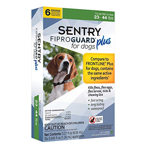 Sentry FIPROGUARD Plus for Dogs & Puppies 23-44 lbs. Topical Flea & Tick Treatment, 6 Month Supply, 6 CT