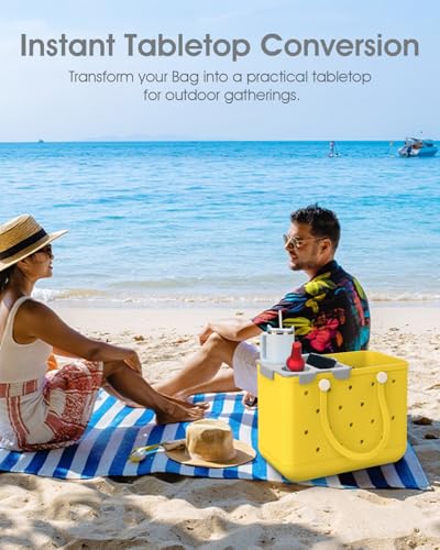 Tiga Top Cup Holder Tray Accessory for Bogg Bag X-Large - Fit for Stanley Cup - EVA Material is Water-Resistant - Women Phone Holder for Bogg Bag - Divider and Organizer - Patent Pending (Light Gray)3