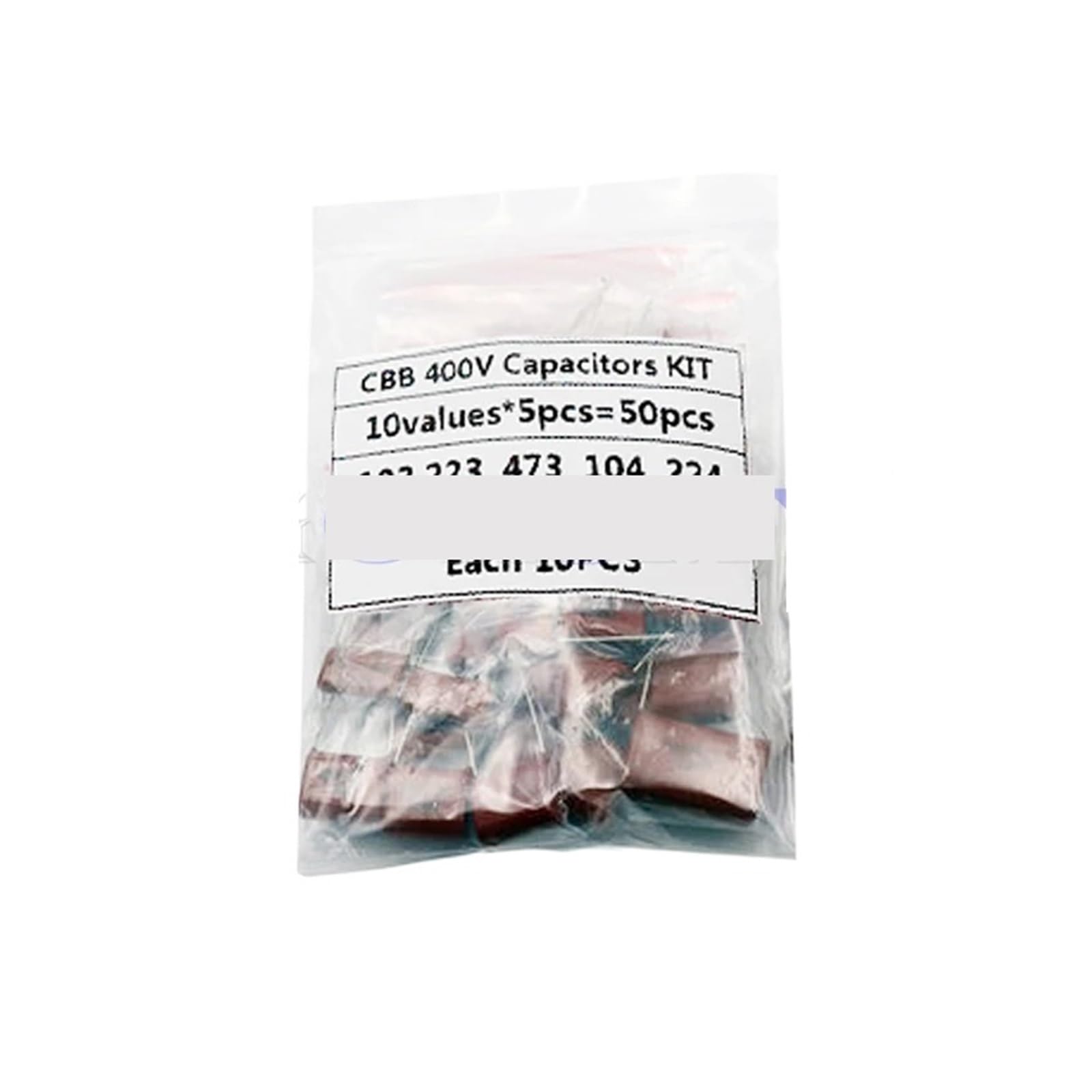 ICXLPMC KIT 50PCS 10value*5PCS Metallized Polyester Film Capacitors CBB Assortment Kit 400V 10nF 3.3UF