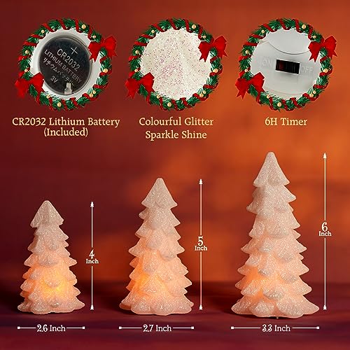 Velas blancas de árbol de Navidad sin fuego para evitar manchas de cera en la mesa 4