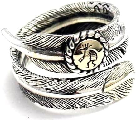 COSUMOSU 925 Sterling Silver Southwest Native American style Kokopelli Open Ring Adjustable (Kokopelli Leaf)