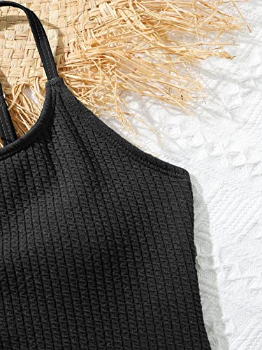 Milumia Girl's One Piece Swimsuit Solid Spaghetti Strap Cute Swimwear Bathing Suit4