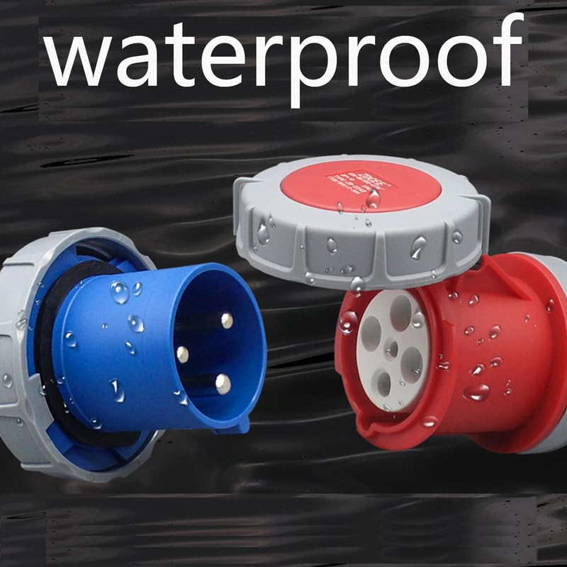 IEC 60309 Waterproof Industrial Connector Socket, 3Pin 32A 200V-250V 2P+E 6H IP67 Waterproof Female Connector Power Connecting Industrial Activity Socket for Aviation and Industry