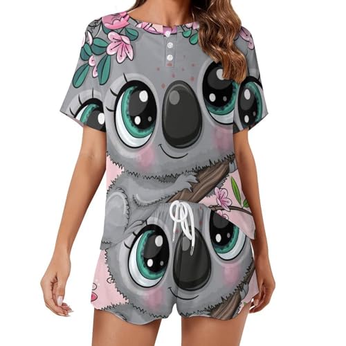 Pyjama Femme Manches Courtes Koala pour des Nuits Douces et Sereines