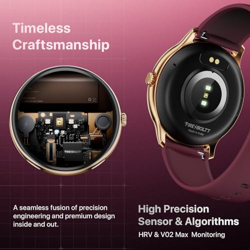 Image of Fire-Boltt Phoenix Pro Round Smart Watch 1.39″ HD Display with Bluetooth Calling, AI Voice Assistant, SpO2 & Heart Rate Monitor, 120+ Sports Modes, IP67 Waterproof Smartwatch for Men & Women - Brown