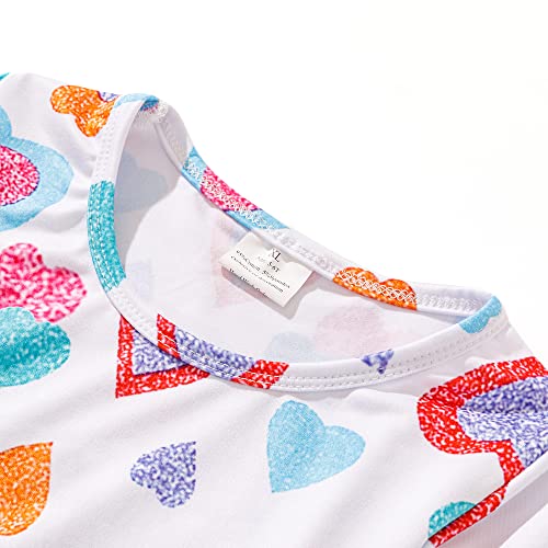 Toddler Girl Dress Love Hearts Print Ruffle Bottom Long Sleeve Casual Dress 3-8Y2